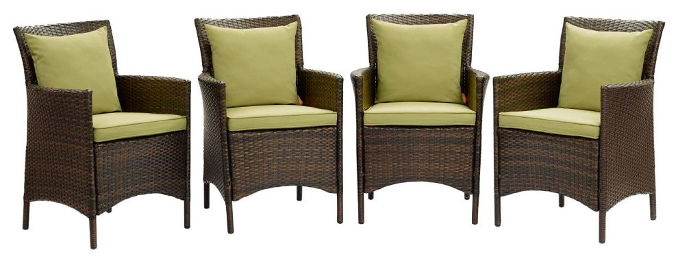 Conduit Outdoor Patio Wicker Rattan Dining Armchair Set of 4 EEI-4031-BRN-PER