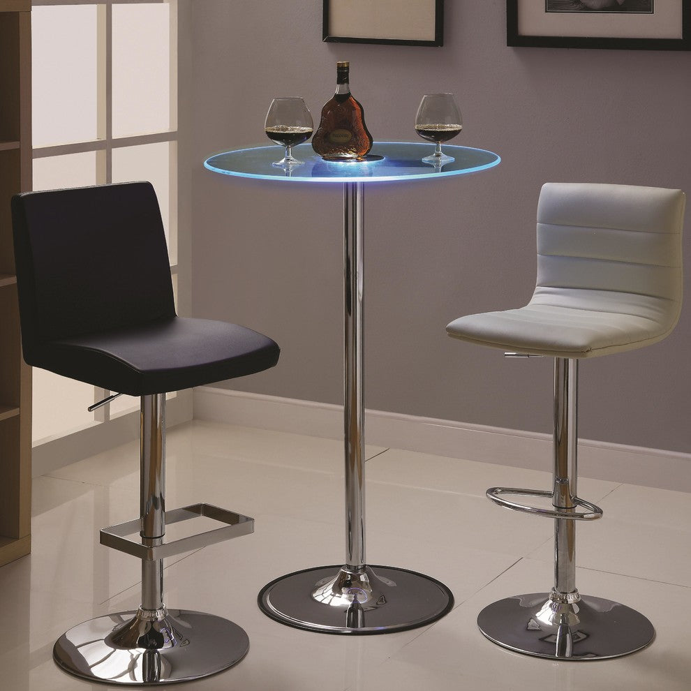 42" Transitioning LED Bar Table With Chrome Base and Glass Top