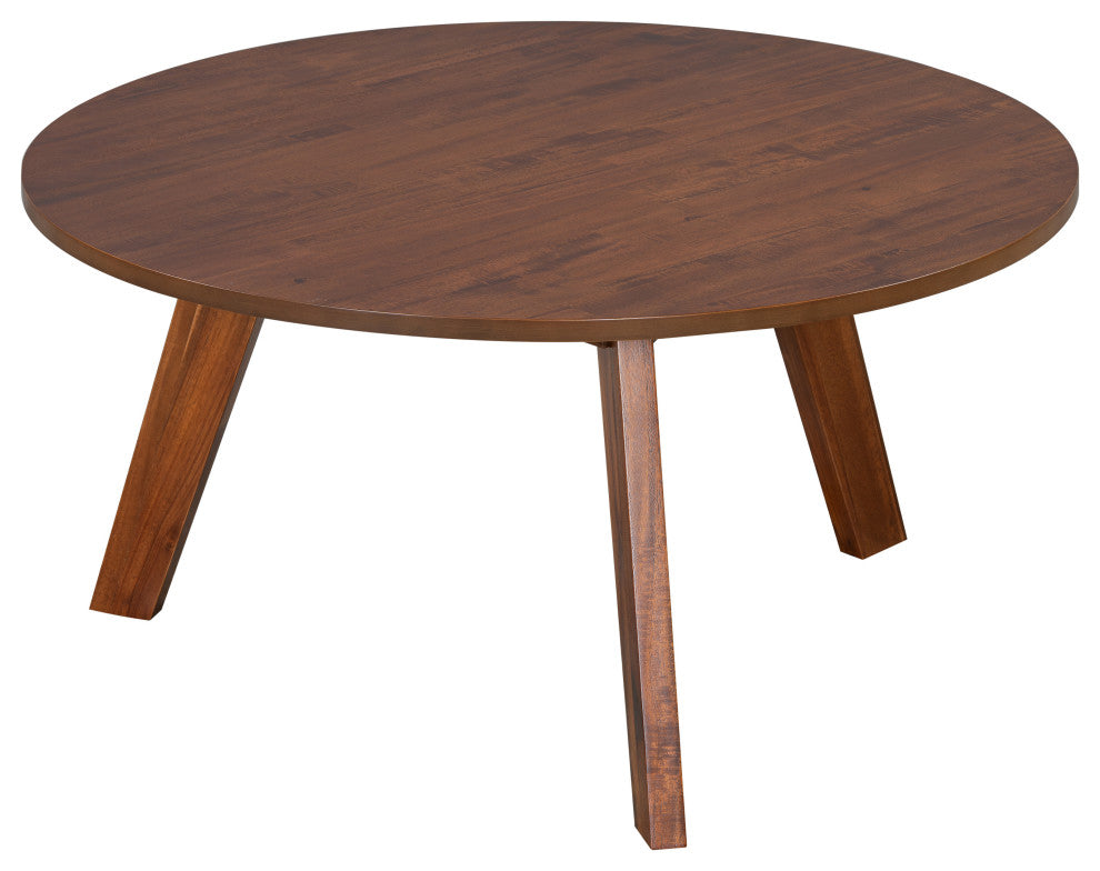 GDF Studio Canton Acacia Coffee Table, Mid-Century Modern Round Design, Brown