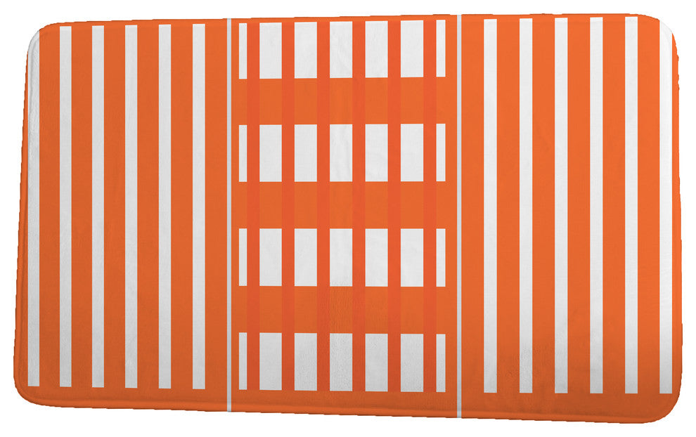 Sail, Sun, & Fun Beach Blanket Stripe Print Bath Mat, Orange, 17"x24"