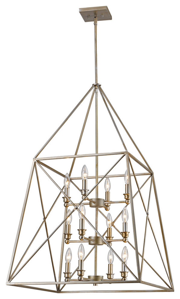 Trestle 12 Light Pendant, Antique Silver
