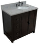 37" Single Vanity, Brown Ash With Gray Granite Top, Right Doors/Right Oval Sink
