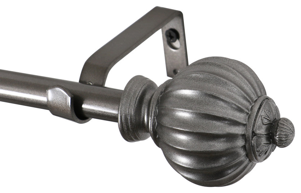 Utopia Alley Curtain Rod With Decorative Round Finials, 28-48", Pewter