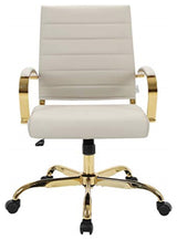 LeisureMod Benmar Home Leather Office Chair With Gold Frame