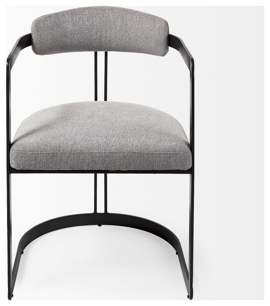 Curvy Black and Gray Upholstered Dining Armchair