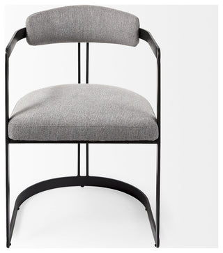 Curvy Black and Gray Upholstered Dining Armchair