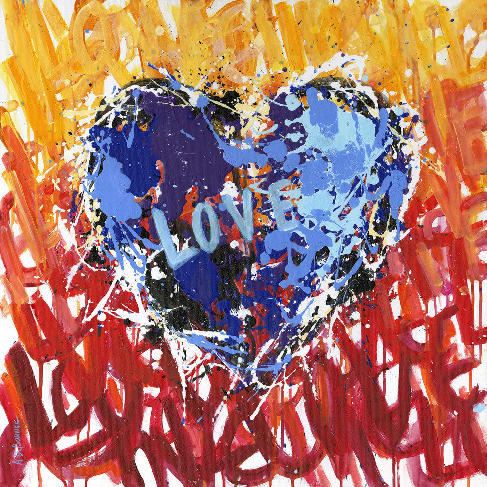 "Messy Love" Painting Print on Wrapped Canvas, 32x32