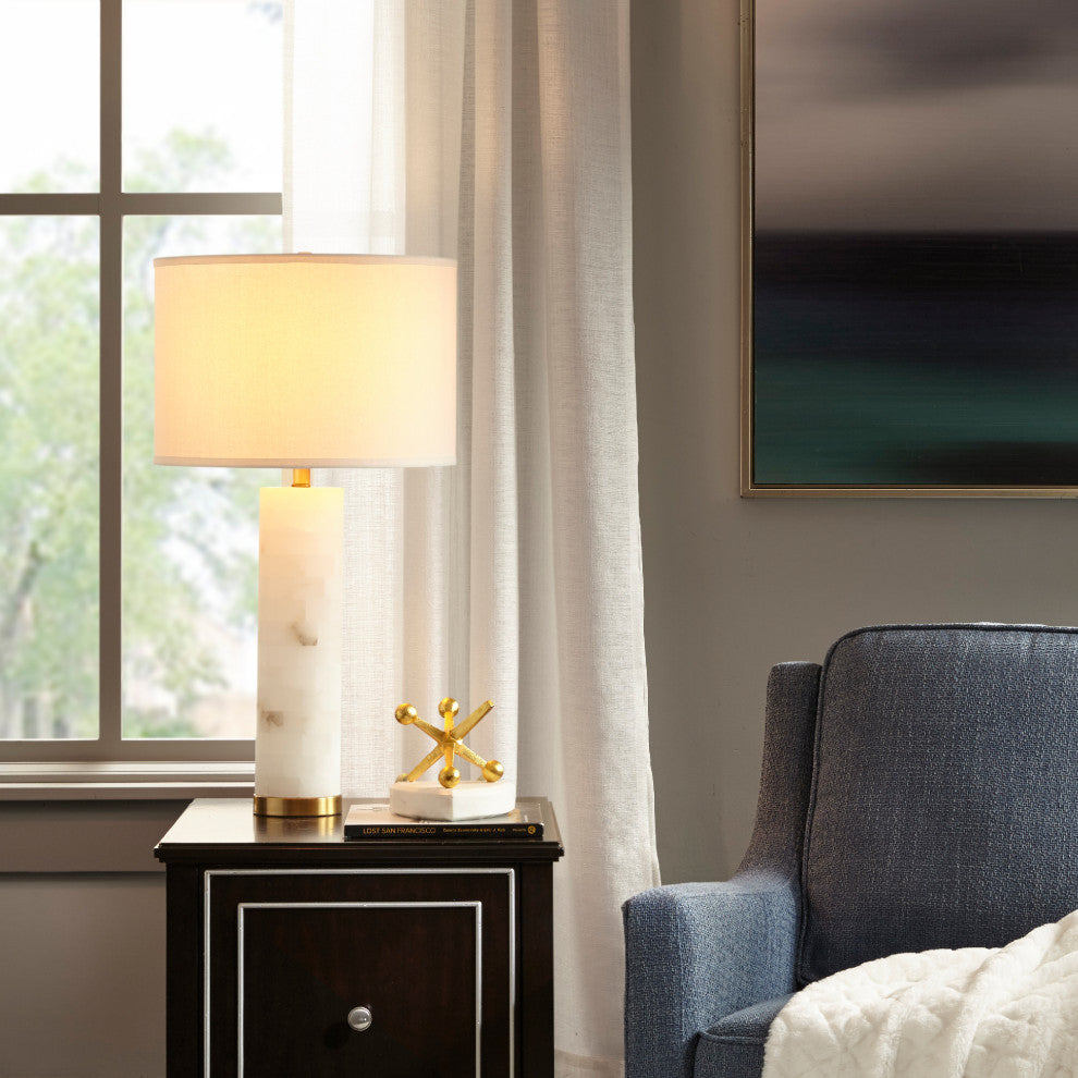 Ink+Ivy Prague Alabaster Table Lamp White/Gold