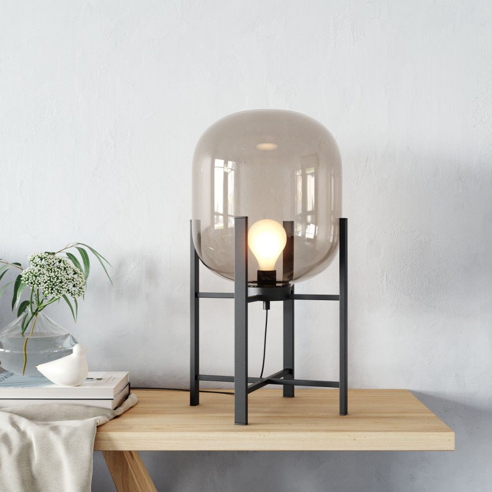 Table Lamp, Glass, Metal, Black, Kitchen Lounge Cafe Bistro Lobby Hospitality