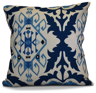 Bombay 6 Geometric Print Pillow, Navy Blue, 16"x16"