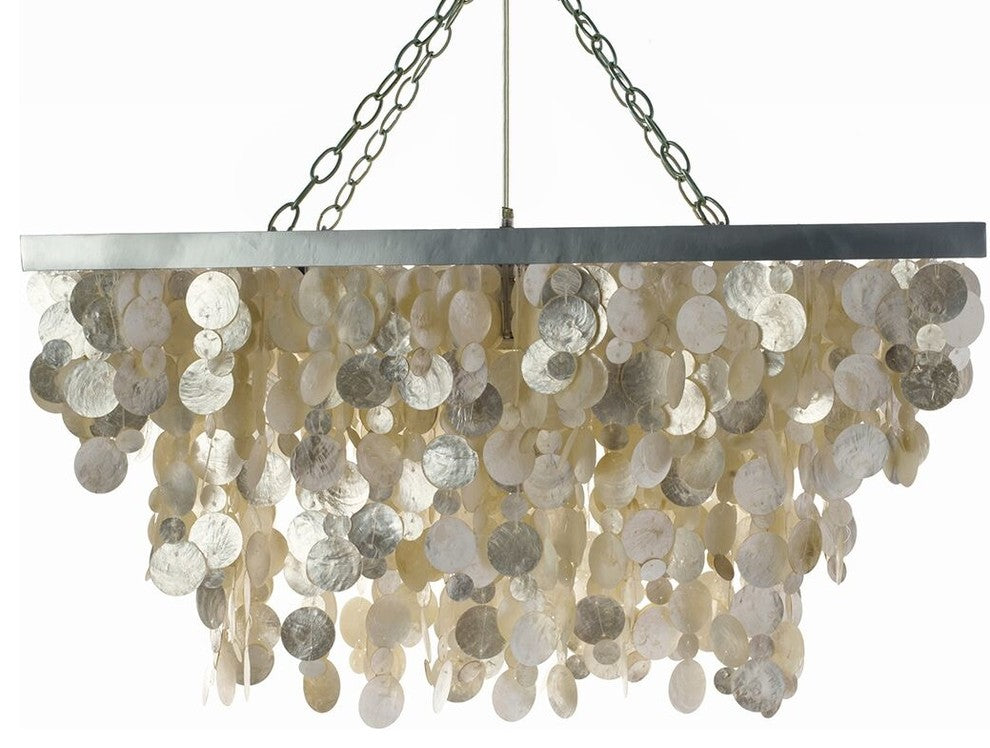 Rectangular Rain Drop Capiz Seashell Chandelier, Champagne