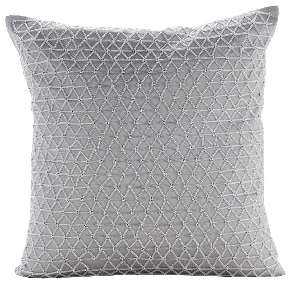 Silver Decorative Euro shams 26"x26" Silk, Silver Tower