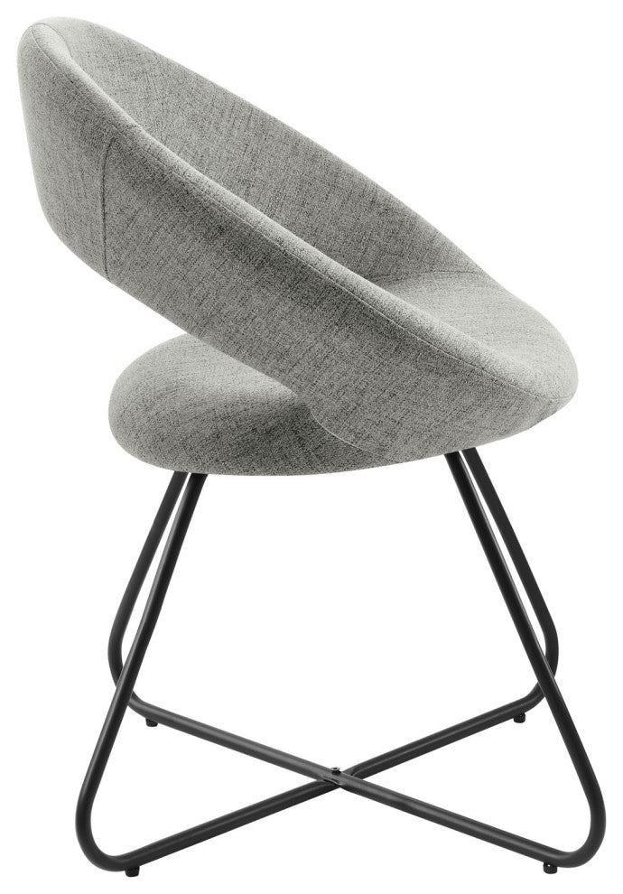 Nouvelle Upholstered Fabric Dining Chair Set of 2 Black Light Gray