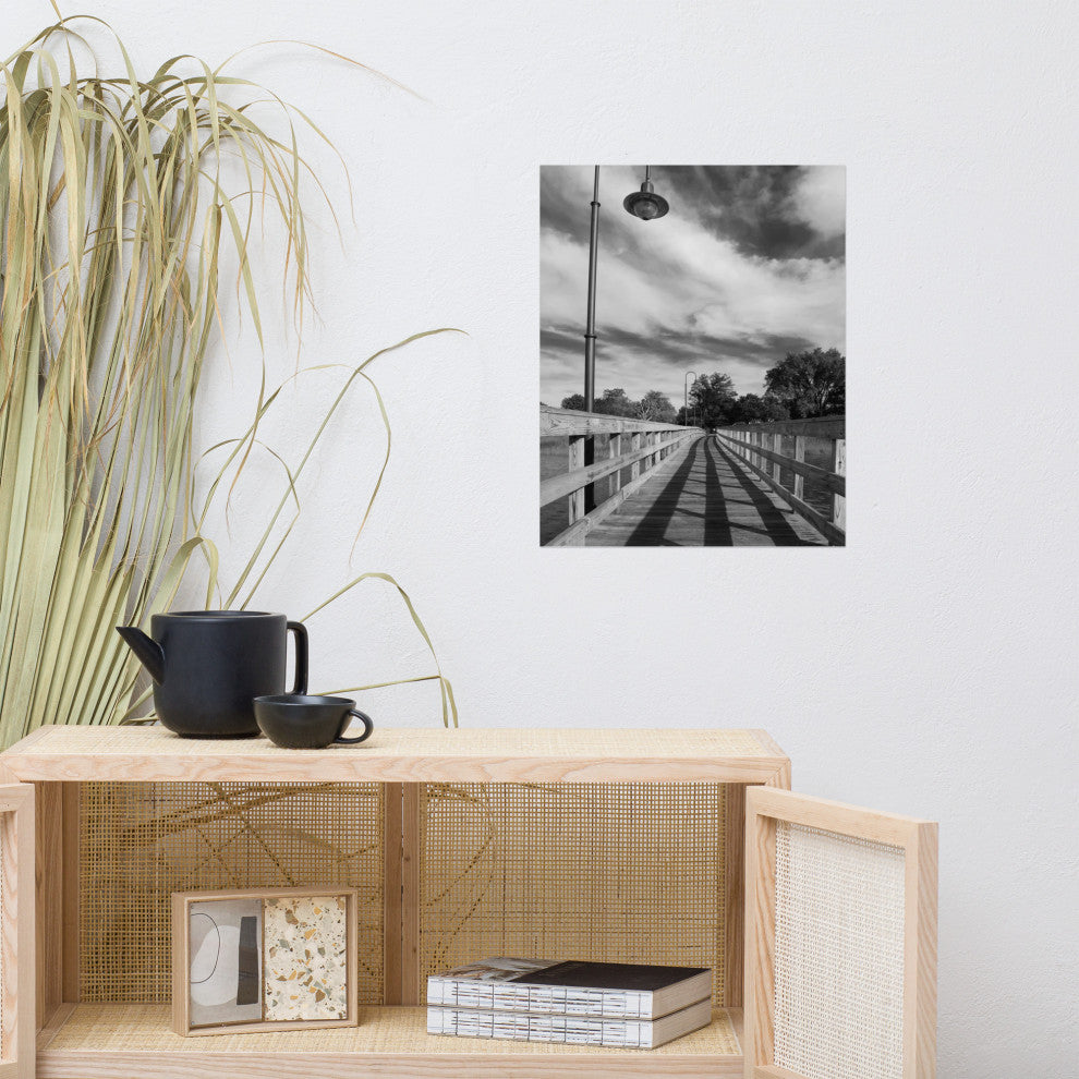 Follow the Lines Black & White Landscape Photo Unframed Wall Art Print, 16" X 20"