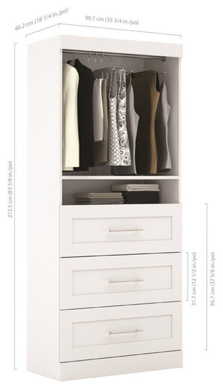 Bestar Pur By Bestar 36 Storage Unit With 3-Drawer Set, White