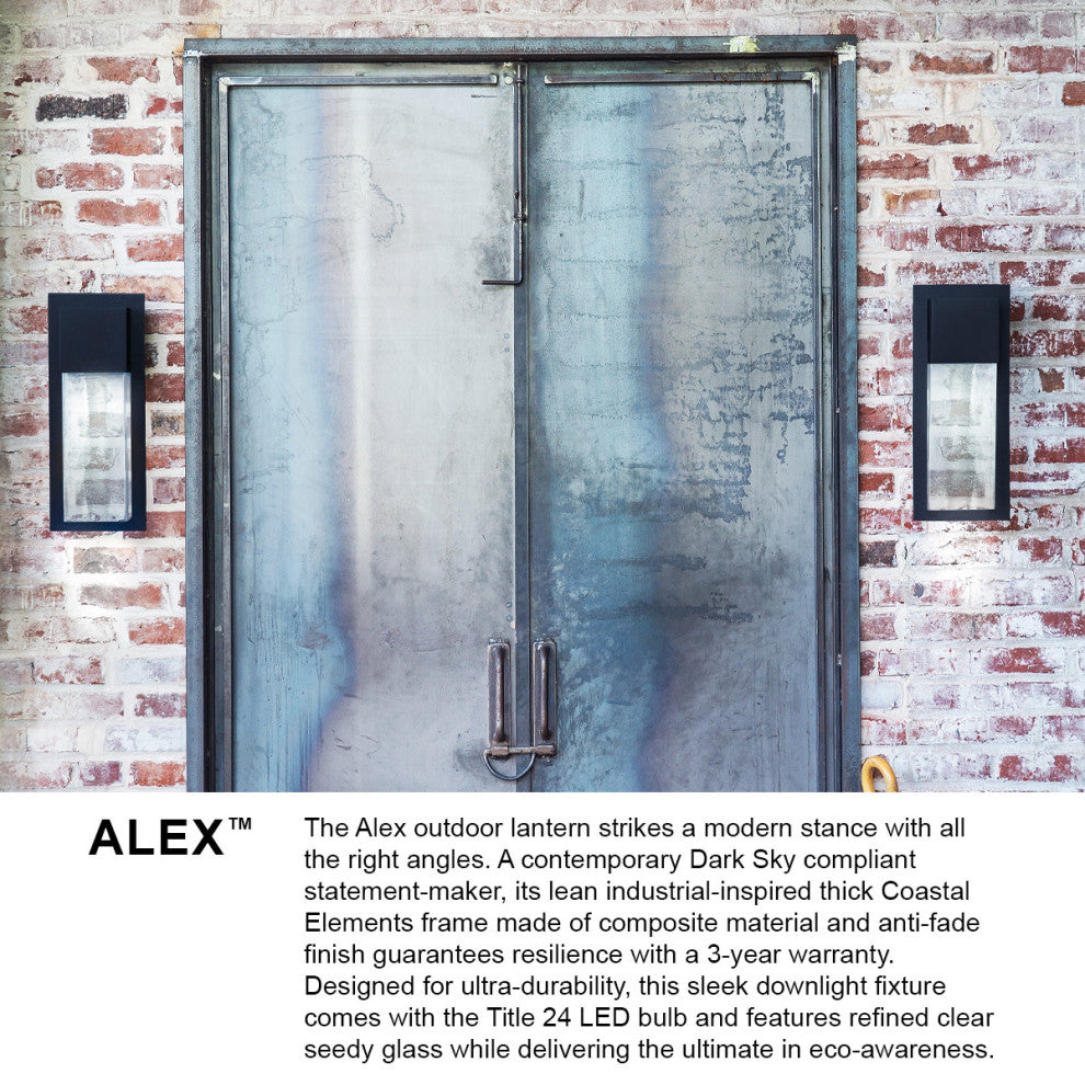 Lark Alex Large Wall Mount Lantern, Antique Brushed Aluminum