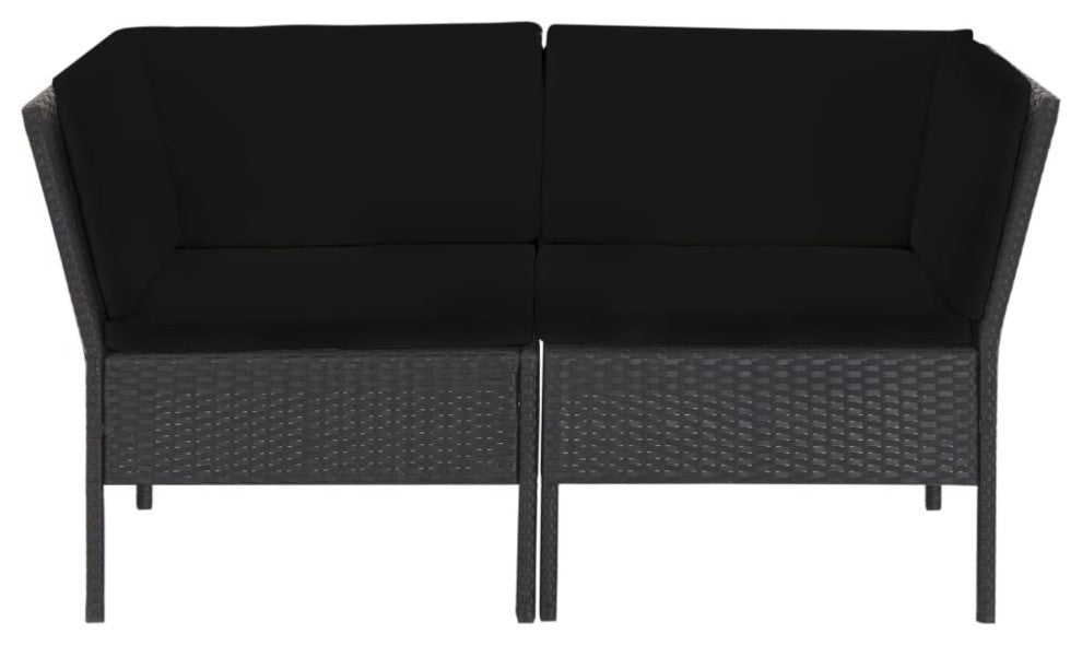 vidaXL 6-Piece Garden Lounge Set With Cushions Poly Rattan Black