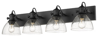 Golden Lighting Hines 4 Light Semi-Flush, Matte Black With Seeded Glass Shade