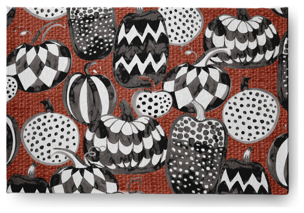 Pumpkins Galore Fall Design Chenille Area Rug, Burnt Orange, 4'x6'