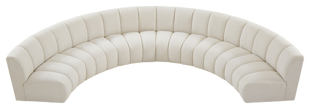Infinity Black Boucle Fabric Upholstered Arc Shaped Modular Sectional, Cream, 6-Piece, Arc-Shaped