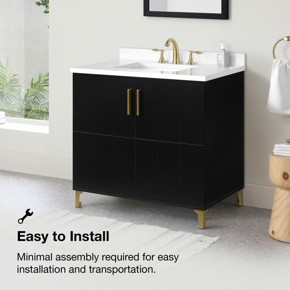OVE Decors Zenia 36" Bathroom Vanity, Black, 36 in.