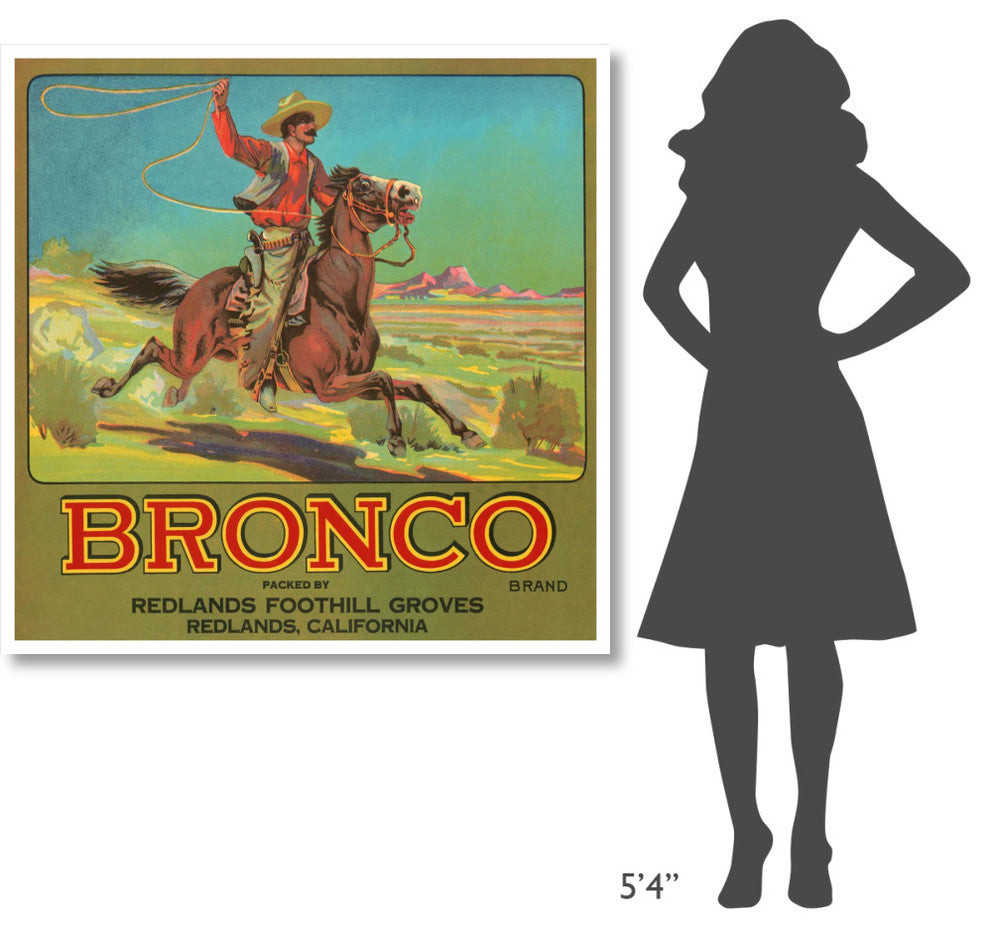"Bronco Brand Crate Label" Digital Paper Print by Retrolabel, 46"x46"