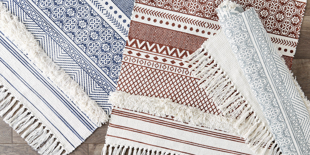 Cinnamon Printed Off-White Hand-Loomed Shag Rug 4x6 ft.