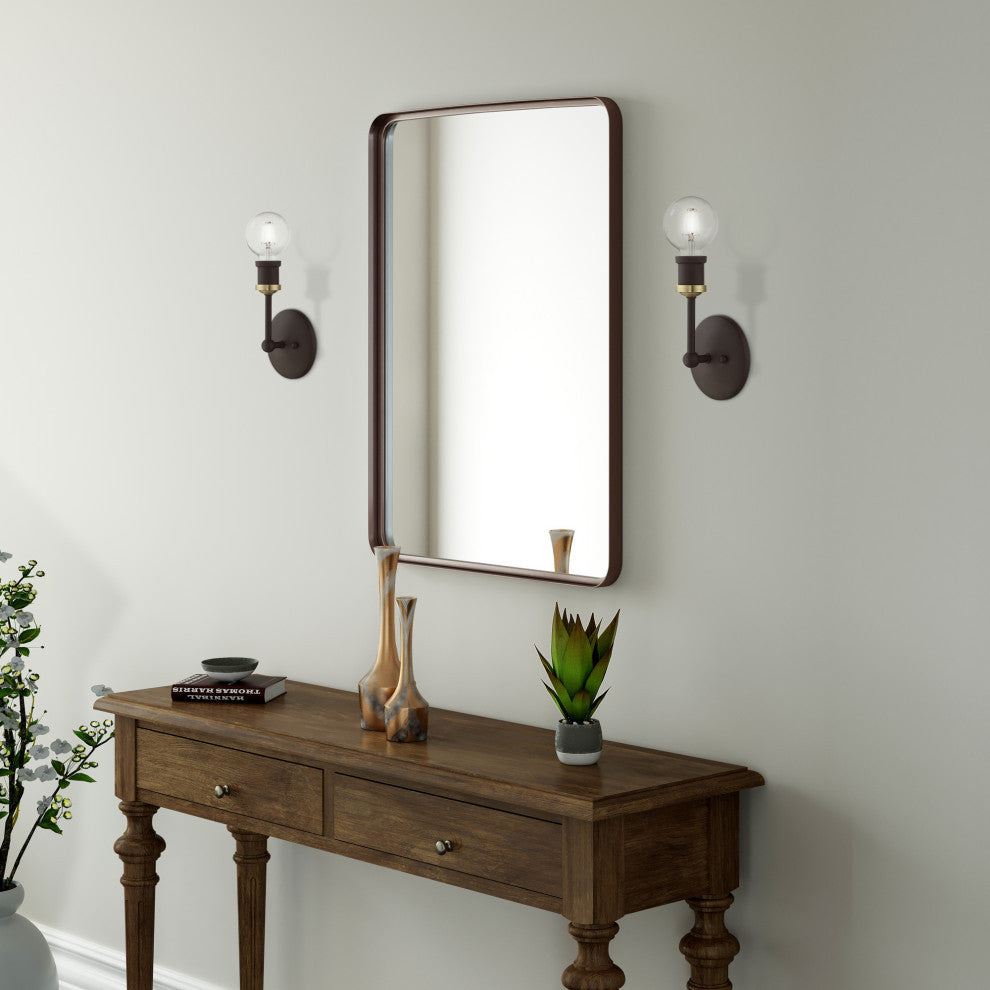 Lansdale 1 Light Bronze With Antique Brass Accents ADA Vanity Sconce