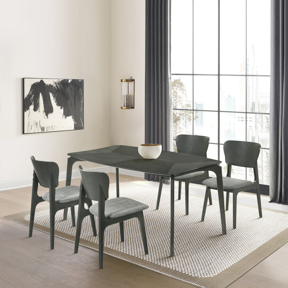 Kalia Wood Dining Table, Gray Finish