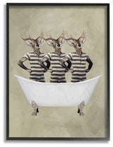 Three Deer Men In A Bathtub, Framed, 16"x20"