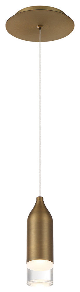 Action LED Mini Pendant In Aged Brass