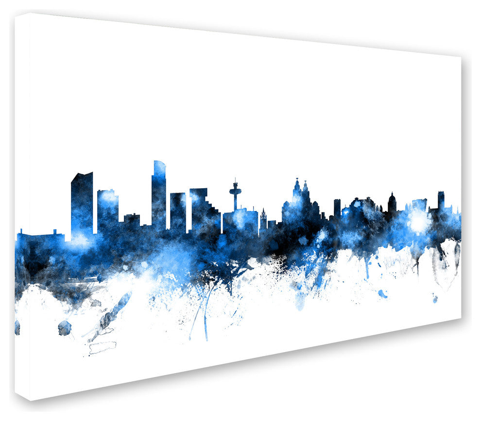 Michael Tompsett ''Liverpool Skyline White'' Canvas Art, 16x24
