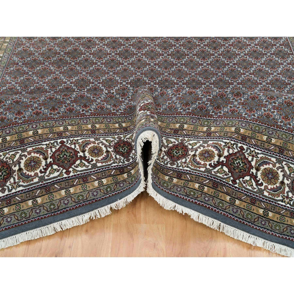 Black Coral Gray 175 KPSI Herrita Design Pure Wool Hand Knotted Rug 8'1"x10'