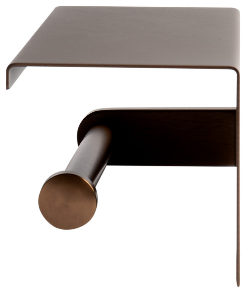 Brushed Copper Pvd Stainless Steel Toilet Paper Holder W Shelf