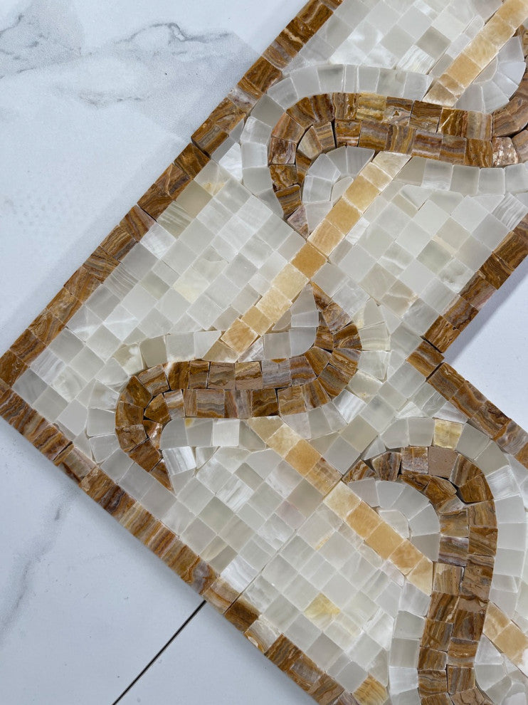 Mosaic Border Listello Tile Melody Onyx 4.7x13.4 Marble Polished, 1 piece
