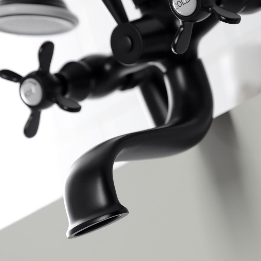 KS247MB Deck Mount Clawfoot Tub Faucet With Hand Shower, Matte Black