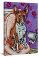"Basenji Bathroom" Painting Print on Wrapped Canvas, 16"x24"