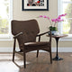 Modern Contemporary Lounge Chair, Brown Fabric