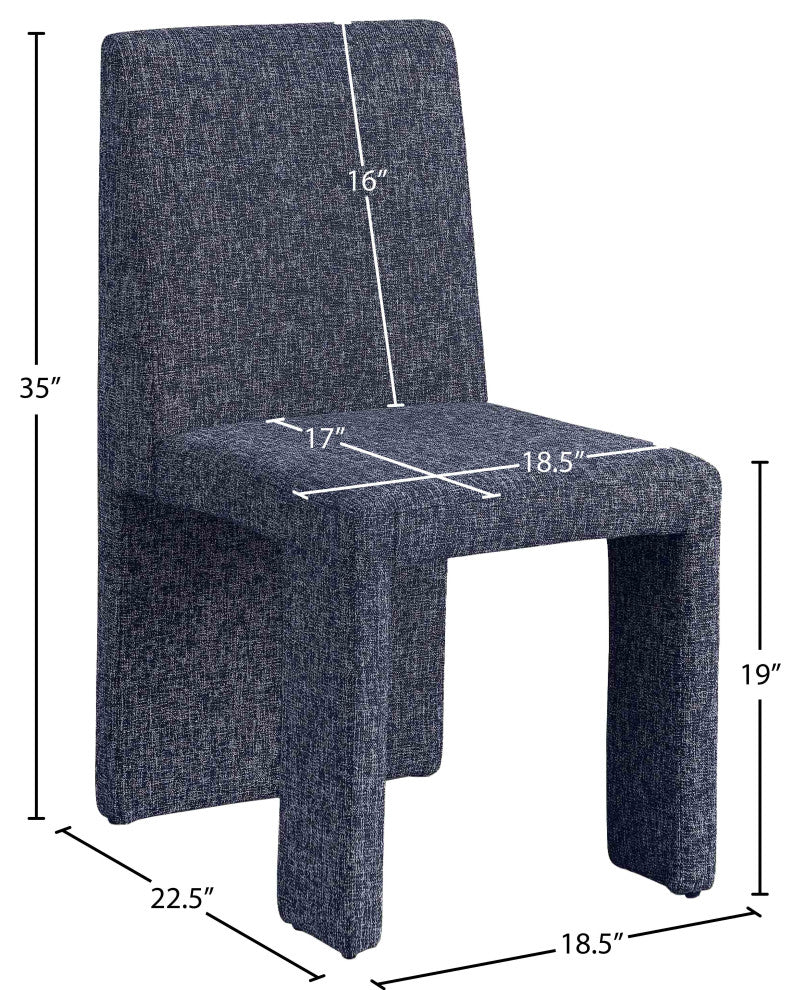 Benson Upholstered Dining Chair, Blue, Linen Texured Fabric