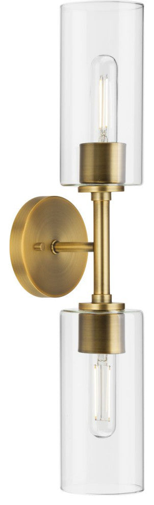 Cofield Collection Two-Light Vintage Brass Transitional Wall Sconce Vanity Light