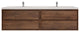 MOM 84 Wall Mounted Vanity With 4 Drawers and Acrylic Double Sink, Rose Wood