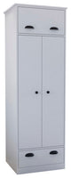 Linch Armoire with Hinged Drawer, 2-Door Cabinet, Shelf, and Hanging Rod, White