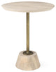 Light Blond Pedestal Table With Gold Detailing