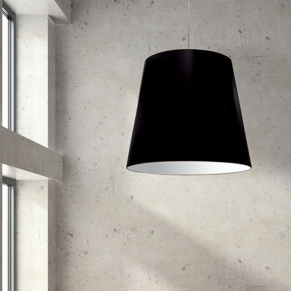 1 Light Oversized Drum Pendant X-Large Black Shade