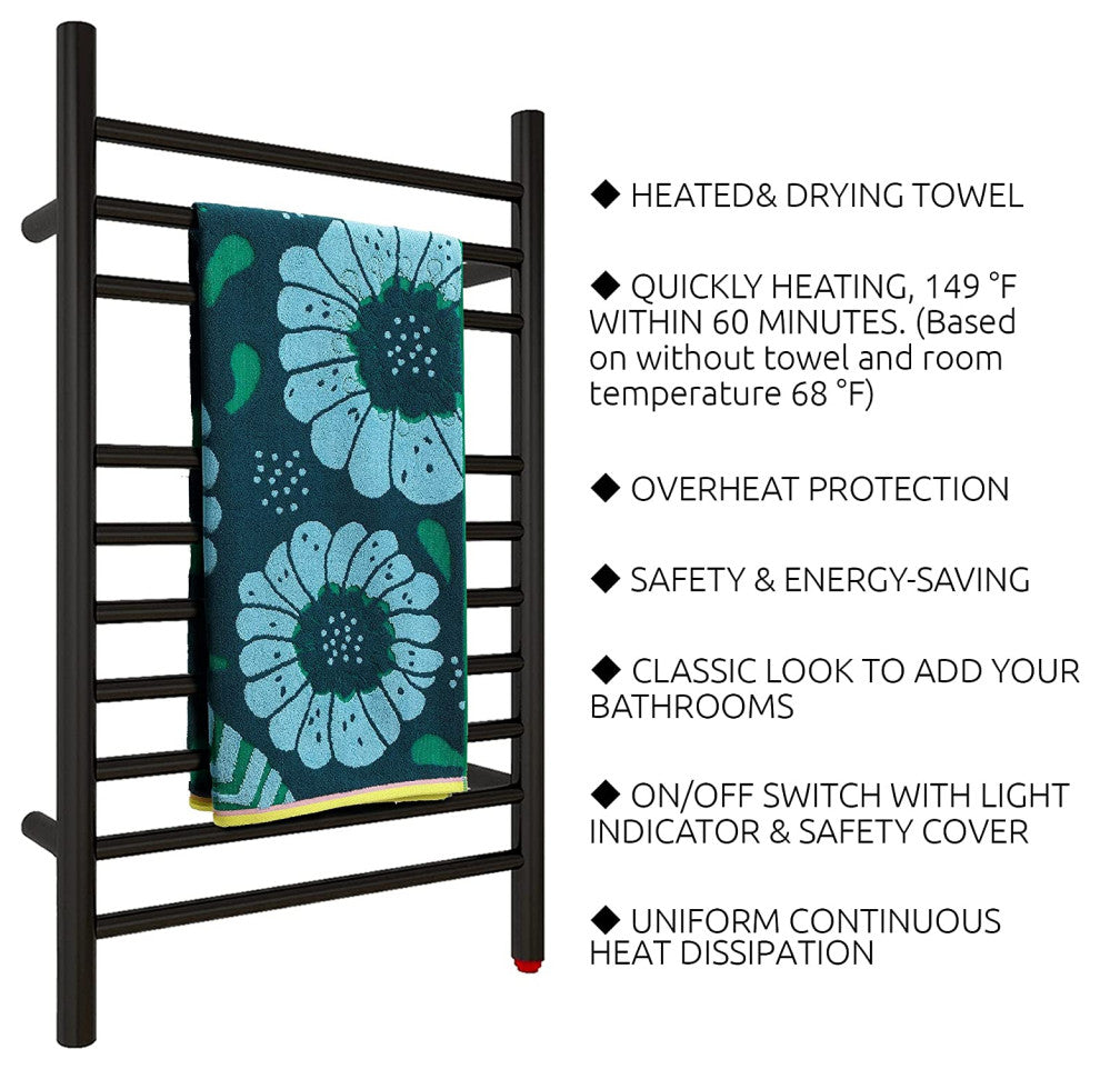 HEATGENE Towel Warmer, Compact Electric Towel Warmer for Small Bathroom, Matt Bl