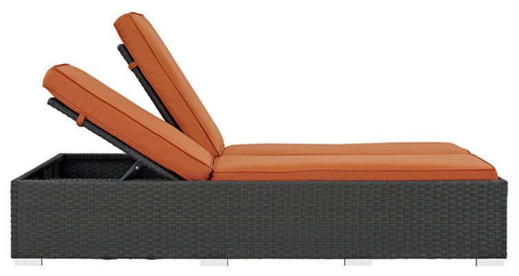 Sojourn Outdoor Patio Sunbrella, Double Chaise, Chocolate Tuscan