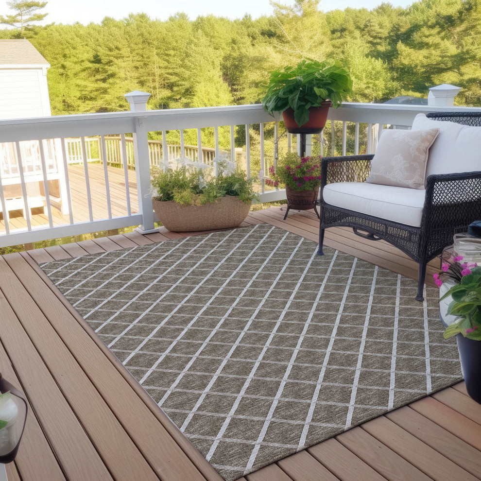 Indoor/Outdoor York YO1 Taupe Machine Washable 8' x 10' Rug
