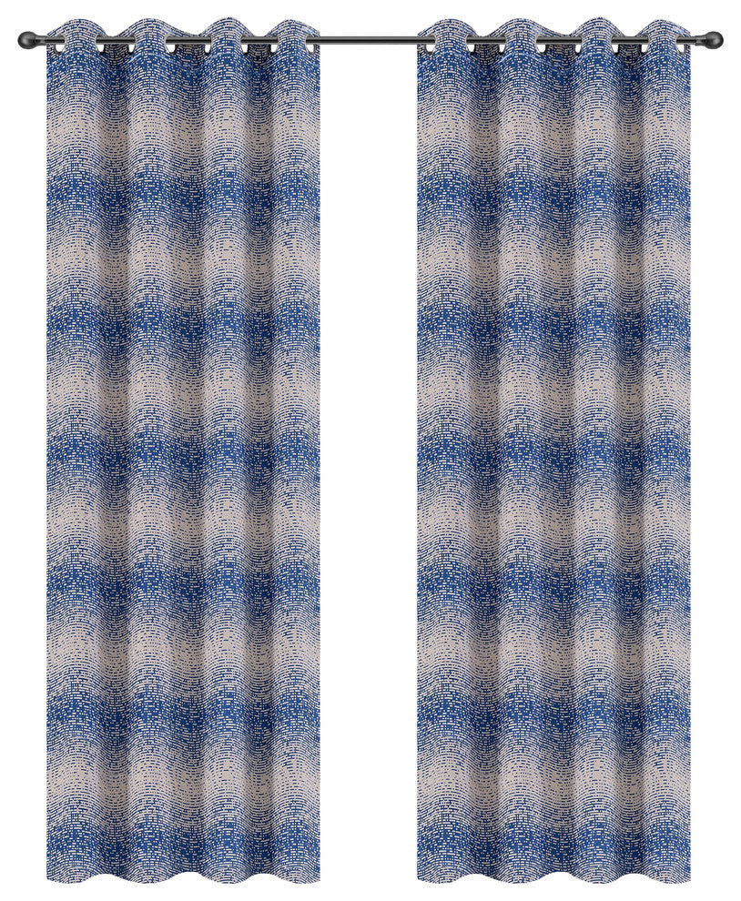 Jacquard Metro Drapery Curtain Panels, Blue, 50"x63", Set of 2