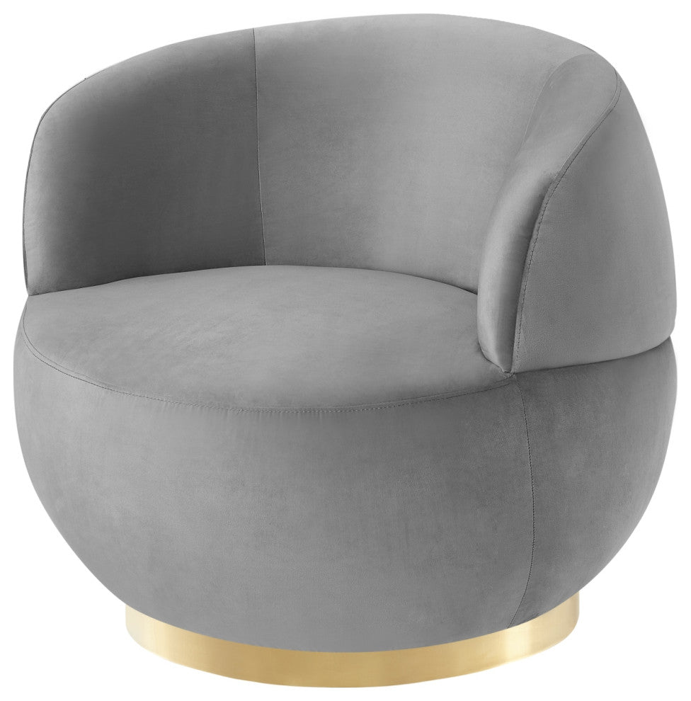 Inspired Home Shaniyah Accent Chair, Swivel, Gray/Gold Velvet