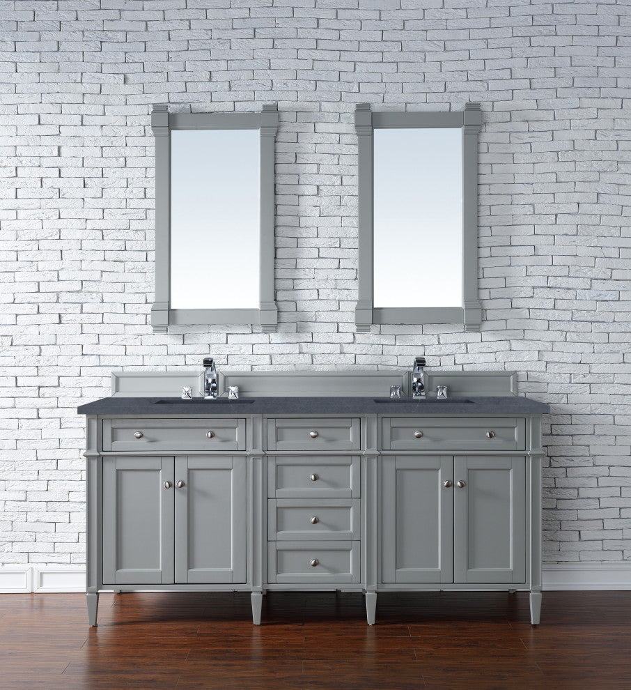 Brittany 72" Urban Gray Double Vanity, Charcoal Soapstone Quartz